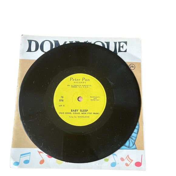 Vintage Vinyl Records Nursery Daycare Playroom Gift 78 RPM Dominique Peter Pan - Picture 3 of 4
